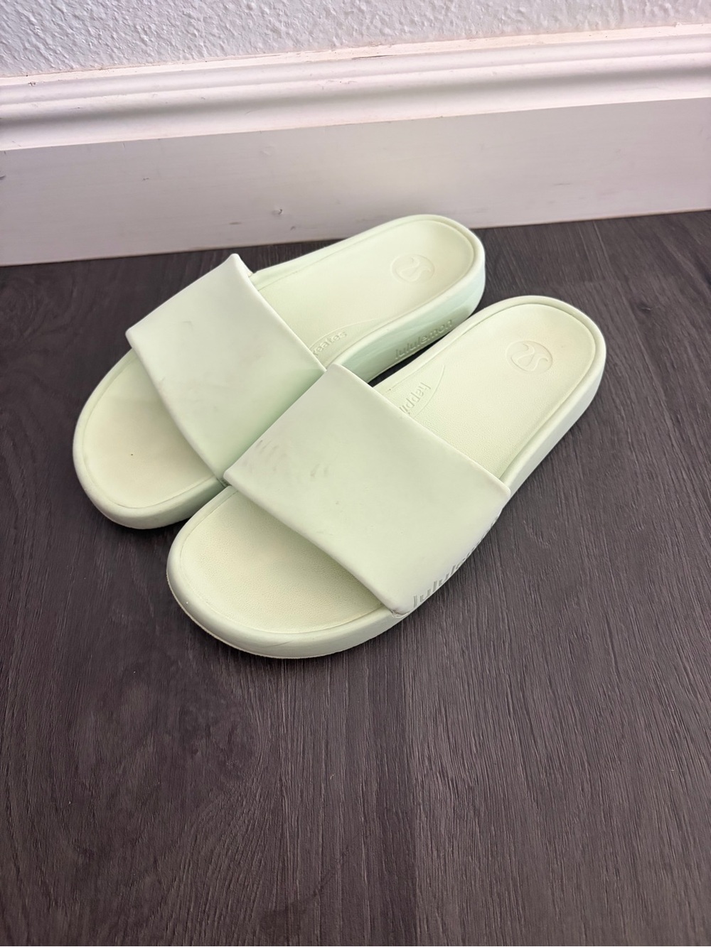 lululemon athletica Mint Green Slide Sandals